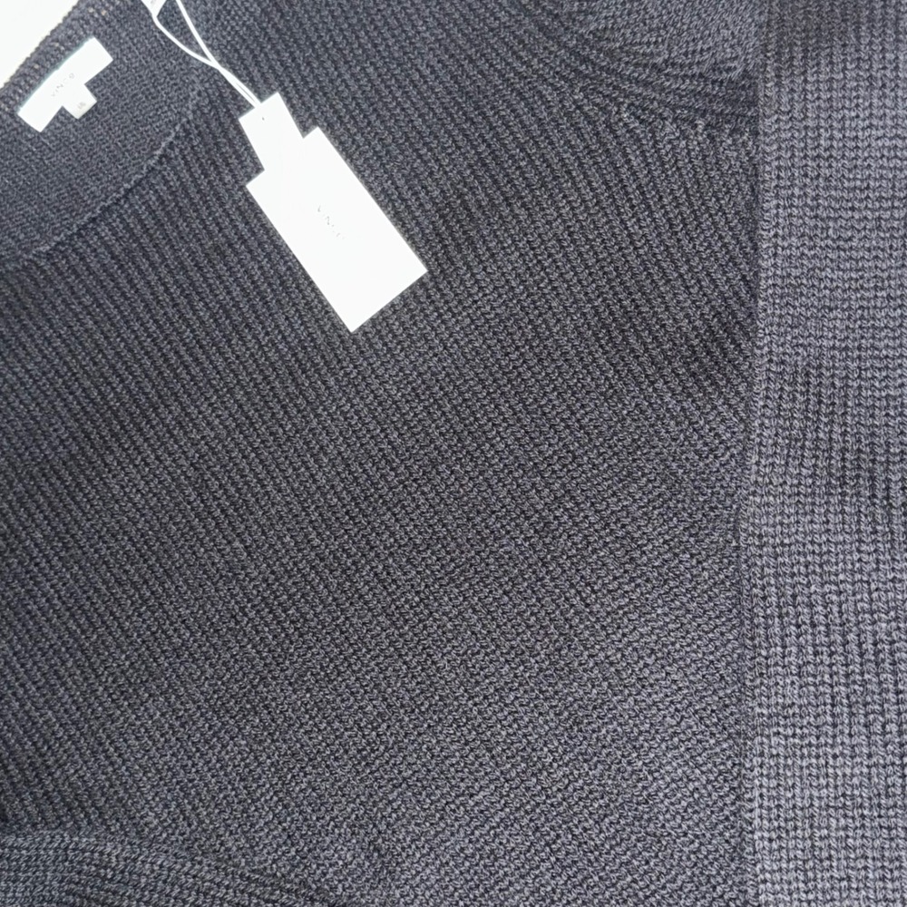 Vince Black Wool Cashmere Waffle Knit Crew Neck Sweater VO42179450 Womens L